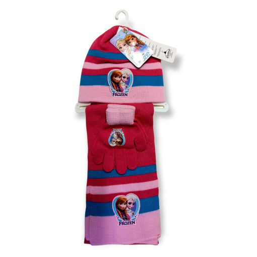 Picture of FROZEN 3 PIECE WINTER SET COLOUR PINK/BLUE STRIPED